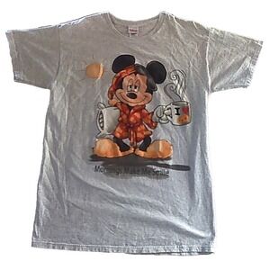 Vintage 90's Disney Mickey Mouse "Mornings Make Me Smile" Oversize T-shirt Grey